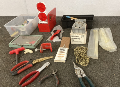 Assorted Hand Tools, Doweling Jig, Zip Ties & More