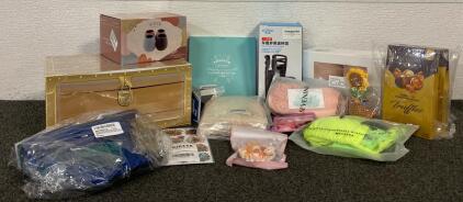 ALL NEW!!! Mermaid Gift Set, 10 100% Cotton Muslin Burp Cloths, Silicone Wine Cups, Multifunction Holder, Tattoo Practice Fake Skin, Small Bikini, Truffles And More