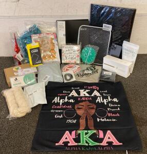 ALL NEW!!! (2) Medium Women&rsquo;s Shirts, Ivory Gauze, Mesh Cooking Tray, Tree Topper, Planner, Salt, Reading Glasses, Nail Extensions, Dummy IPhone, Party Decor, And More