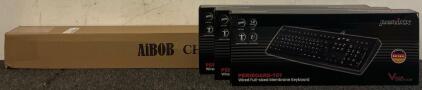 (3) Perixx Periboard-107 Wired Full Sized Keyboards & Chair Mat Floor Protector (45&rdquo;x53&rdquo;)