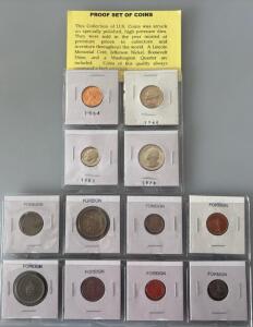 (4) Proof Set Of Coins W/ (8) Foreign Coins