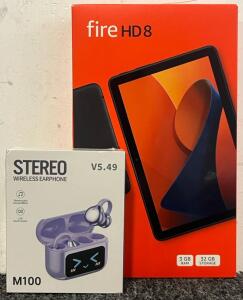 Amazon Fire HD 8 Tablet 8&rdquo; HD Display, 3GB Memory, 32GB, Black & Stereo Wireless Earphones