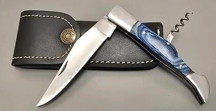 Custom Steel Pocket Knife W/ Leather Case