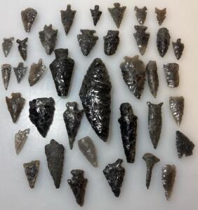 Collection Of Obsidian Arrowheads