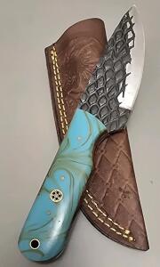 Carbon Steel Custom Hunting Knife W/ Leather Sheath