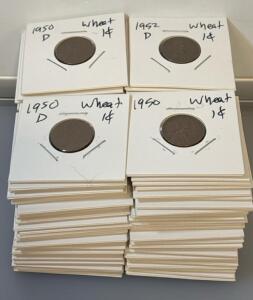 (100) Wheat One Cent Pennies 1040-1958