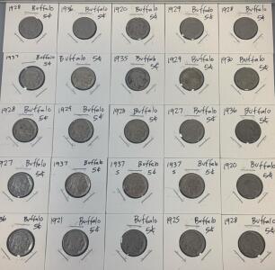 (25) 1920-1937 Buffalo Nickels