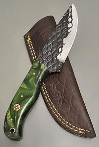 Carbon Steel Custom Hunting Knife W/ Leather Sheath