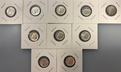 (10)1952-1964 Roosevelt Dimes- 90% Silver Coins