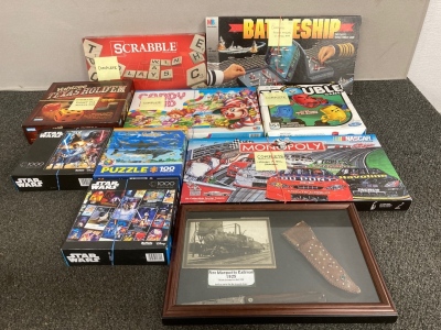 Assortment Of Board Games And Pete Marquette Railroad