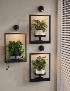 Bamworld Plant Stand with Lights Wall Planters for Indoor Plants Hanging Planter 3 Pack for Living Room Outdoor Entryway Including 3 spotlight