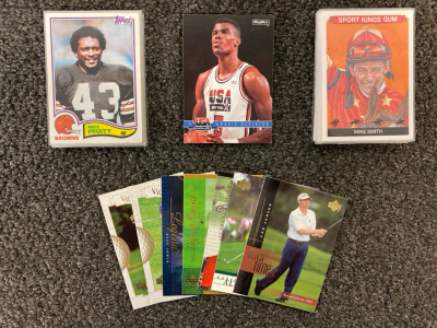 1992 Skybox USA Olympic Team NBA Cards, 2020 Sport King, PGA 2001 Upper Deck, And 1984 Topps NFL Cards