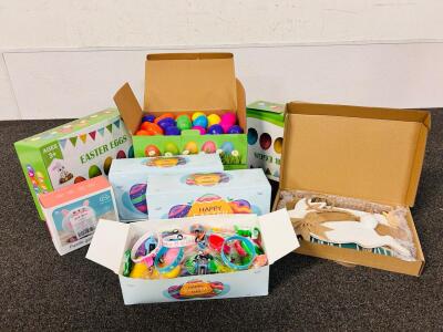 Easter Holiday Decor: Toys and Eggs For Kids, Welcome Sign, and Puzzle Game