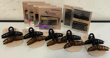(6) DIY Lash Extentions Kit (80, 100 & 200 1-2, 2-1, 2-3 & 3-1 Small) & (5) 2 Pcs Claw Clips