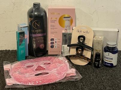 2-In-1 Electric Razor, Norvell Spray Tan Solution, 25 Pcs Travel Size Sunscreen Packs, Face Icing Mask & More