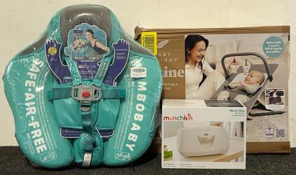 Baby Delight Apline Deluxe Portable Bouncer, Mambobaby Chest Baby Float 3-24 Months & Munchkin Warm Glow Wipe Warmer