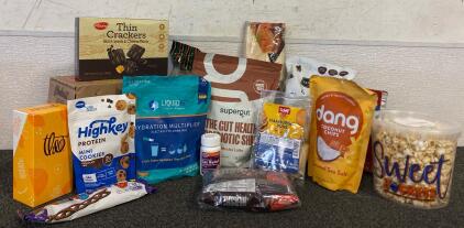 Liquid IV Electrolyte Drink Mix, Cashew Creamer, Supergut Probiotic Shake, Shredded Dried Squid, Chocolates, Popcorn, Potein Cookies, Crackers And More