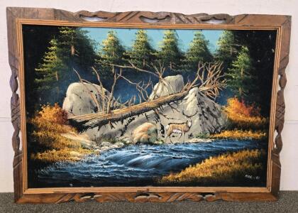 Vintage Black Velvet Painting 40" x 28"