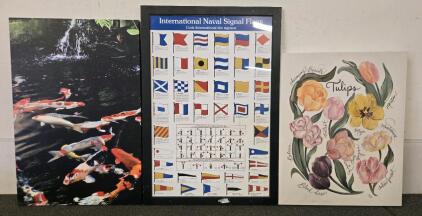 (2) Modern Wall Decor, (1) Naval Signal Flag Instructional Picture