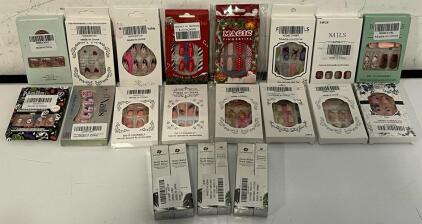 (16) Sets Of Press On Nails & (6) Bottles Of Nail Glue