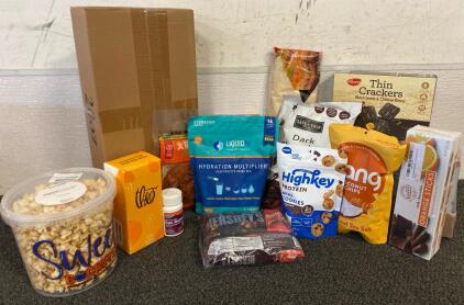 Liquid IV Electrolyte Drink Mix, (60) Plastic Cups, Starbucks Refreshers, Chocolates, Popcorn, Coconut Crisps And More
