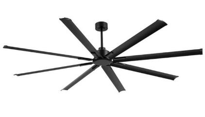 96 Inch Industrial Ceiling Fan - Large Ceiling Fan with DC Motor, 3 Downrods, 6-Speed Remote Control, 8 Reversible Aluminum Blades, Black Commercial Ceiling Fans for Shop/Gym/Warehouse/Garage