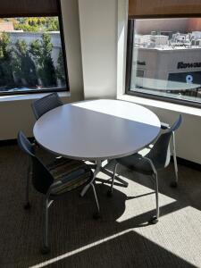 (1)4ft Round Table (1)3ft Round Adjustable Table (3)Chairs