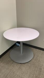 (1)5ftx30in Desk With Monitor Stand (1)3ft Round Table (1)48inx48in White Board