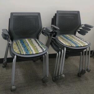 (7) (Green) MultiGeneration Stacking Base Office Chair- Value $400 to $500