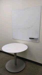 (1)3ft Round Table & (1)4ftx4ft White Board