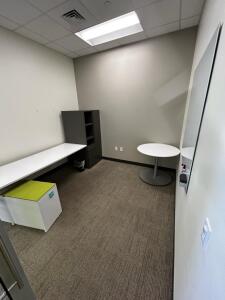 (1)7ftx 30in Desk (1)63inx30in Filing Cubby Cabinet (1)3ft Round Table (1)4ftx4ft White Board (1)Filing Desk Attachment