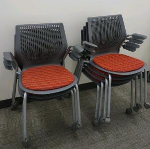 (8) (Red) MultiGeneration Stacking Base Office Chair- Value $400 to $500