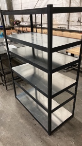 Black Metal Shelf Unit with (4) Sheet Metal Shelves