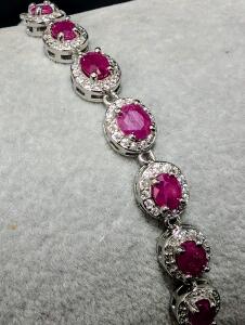 SILVER & RUBY BRACELET 7-8", Appraised Value $900