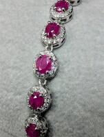 SILVER & RUBY BRACELET 7-8", Appraised Value $900 - 3