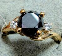 10K BLACK DIAMOND RING, Size 6.5 - 3