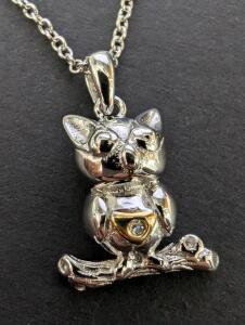 SILVER DIAMOND "FIRST LABEL" NECKLACE 16"