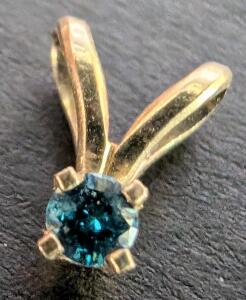 $400, 14K, LAB BLUE DIAMOND (0.05ct) PENDANT, retail value $400