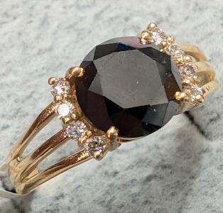 $2500, 10K, BLACK DIAMOND (1.7+0.1ct)RING, size 6.5, appraised value $2500, ring resizeable for $50