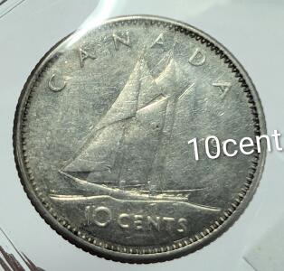 ., SILVER(2.3g), CANADA 10CENT COIN, retail value .