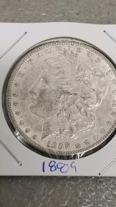 1889 Morgan Silver Dollar, United States Coin, 90% Silver