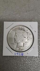 1926 U.S. Peace Dollar Coin, 90% Silver, Anthony de Francisci Design