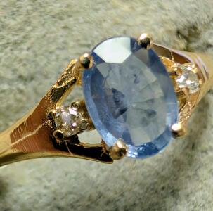 10K Sapphire DIA Ring, Size: 7