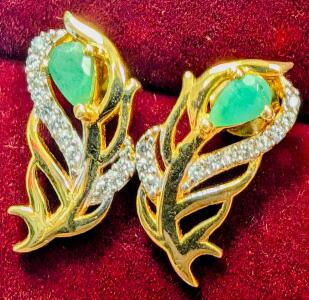Silver & Emerald Earrings