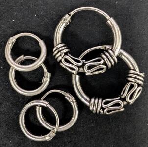 (3) SILVER EARRING SETS, VARIOUS SIZES