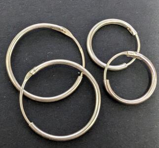 (2) Silver Hoop Earring Sets