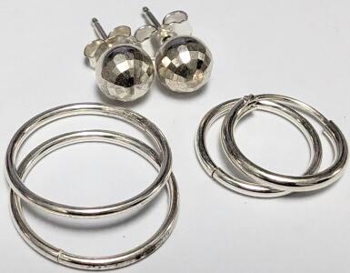 (3) SILVER EARRING SETS, VARIOUS SIZES