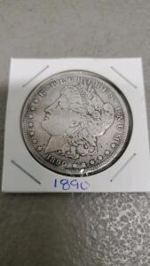 1890 Morgan Dollar, U.S. Mint, Silver Coin, Lady Liberty Design