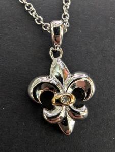 16" SILVER FLEUR DE LIS NECKLACE
