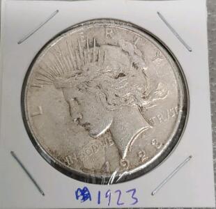 1923 Peace Dollar Coin, 1 Dollar, 90% Silver, Philadelphia Mint